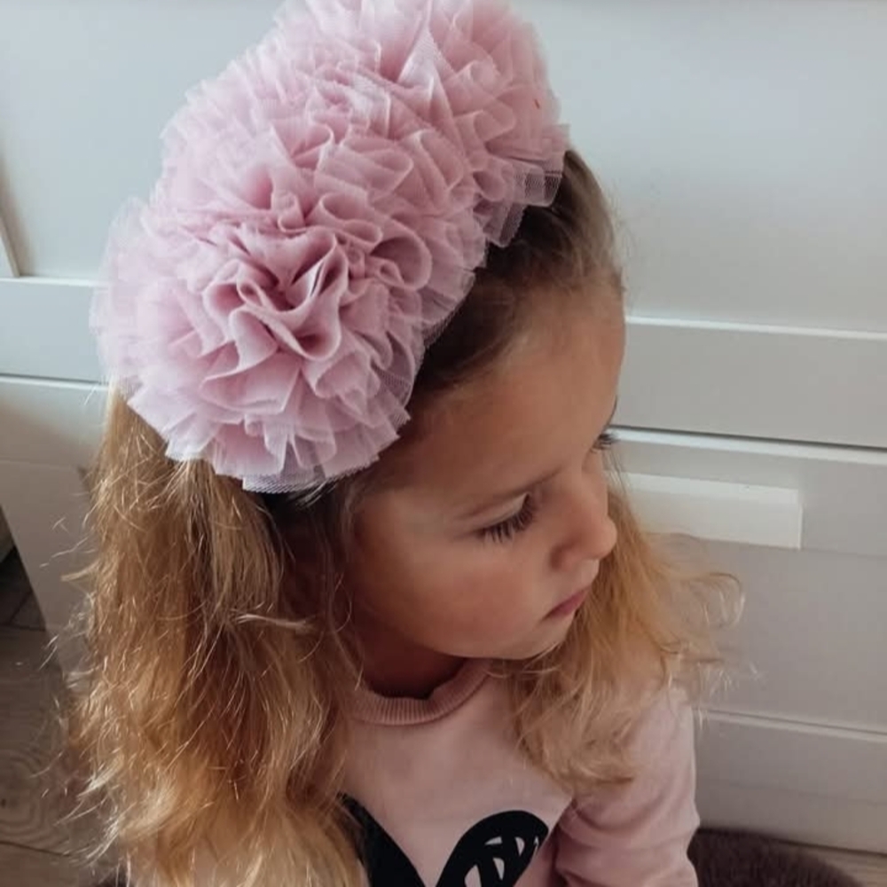 Handmade Adorable Pink Ruffled Headband for Kids